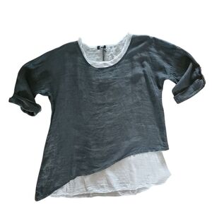 M Made in Italy Layered Linen 2-piece Tunic NWT. Sz S 100%cotton